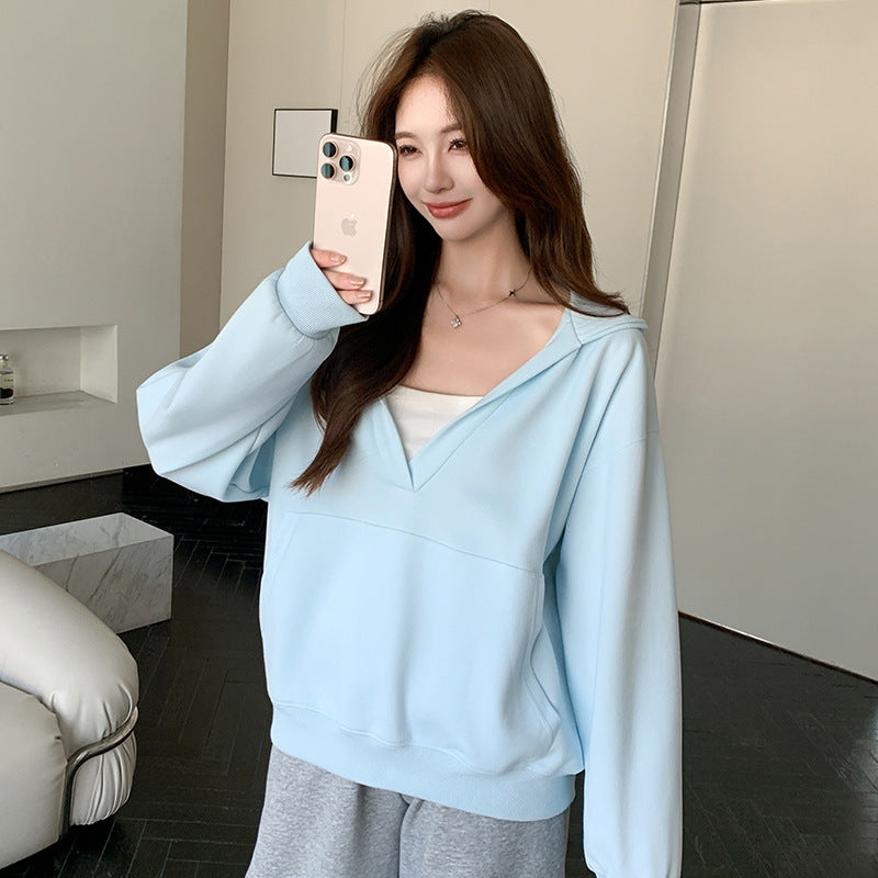 Women's V-neck Hoodie Coat