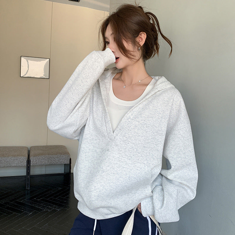 Women's V-neck Hoodie Coat
