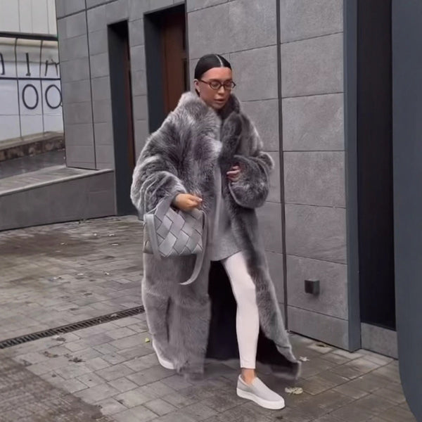 Women's Black And White Two-color  Coat