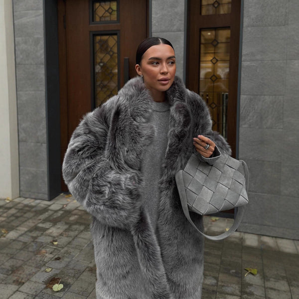 Women's Black And White Two-color  Coat