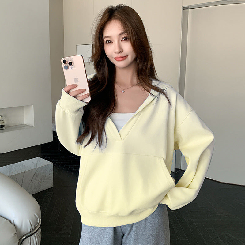 Women's V-neck Hoodie Coat