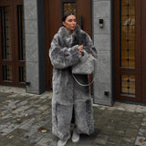 Women's Black And White Two-color  Coat