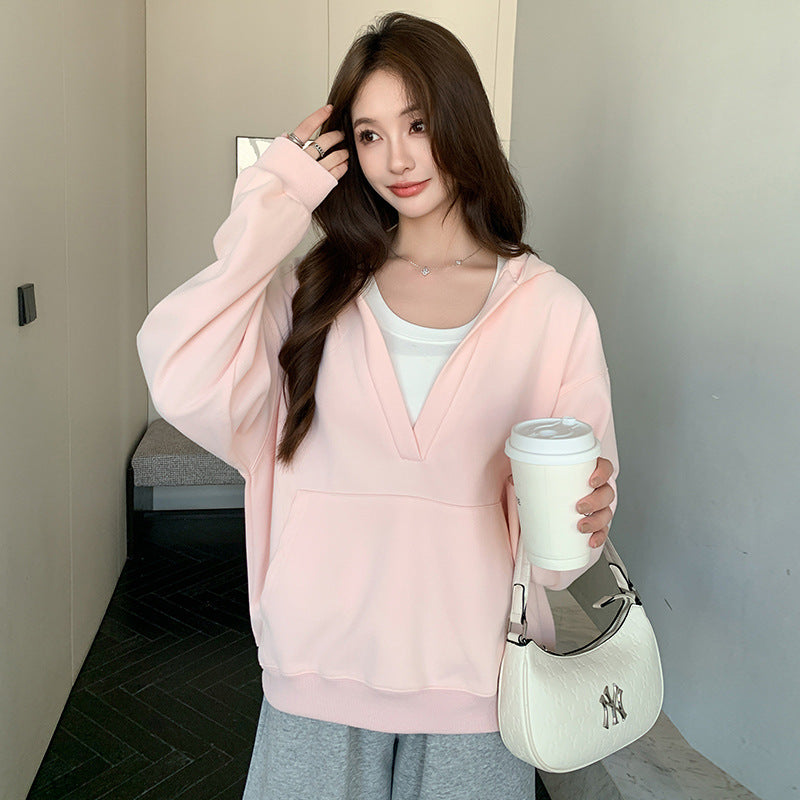 Women's V-neck Hoodie Coat