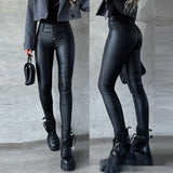 High Waist Tight Leather Pants